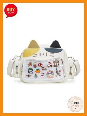 Kawaii Cat Ita Bag Crossbody Shoulder Backpack With Insert Pin Display for